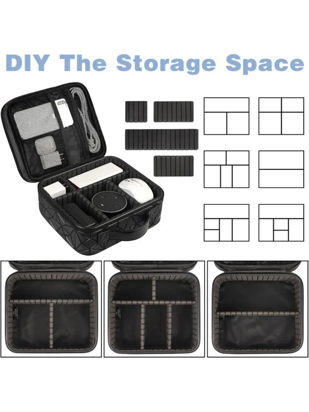 Travel Tech Organizer Bag | Waterproof Cord Storage Case, Double Layer, Portable